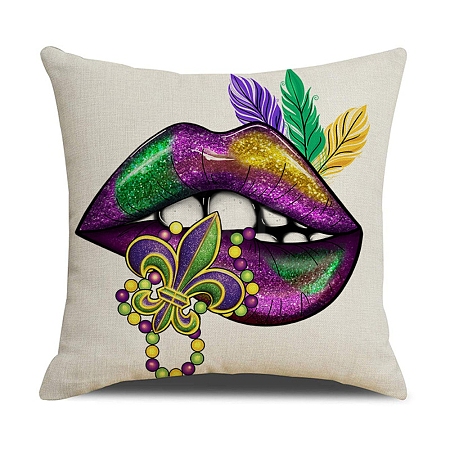 Mardi Gras Carnival Theme Linen Pillow Covers AJEW-H146-02A-1