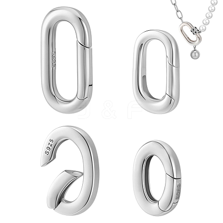 4Pcs 4 Styles 925 Sterling Silver Spring Gate Rings STER-GA0001-22-1