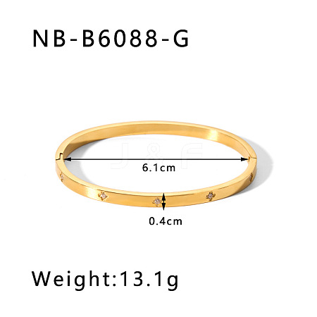 304 Stainless Steel Pave Cubic Zirconia Bangles FS-WG09E60-33-1