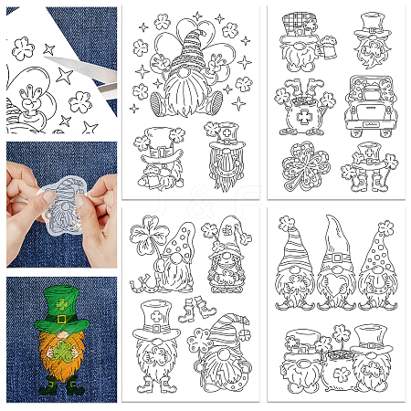 4 Sheets 11.6x8.2 Inch Stick and Stitch Embroidery Patterns DIY-WH0455-099-1