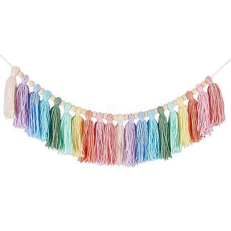 Cotton Tassel Hanging Wall Art Decorations HJEW-WH20003-20A-1