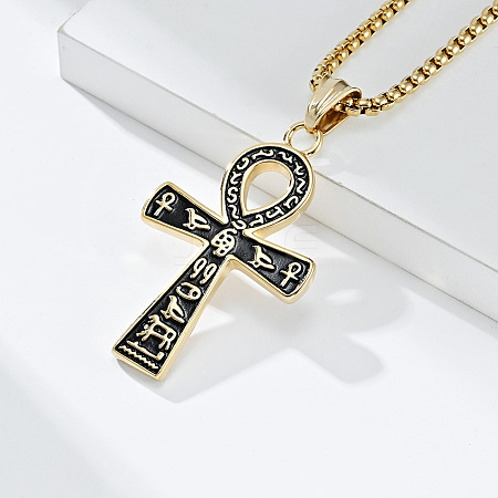 Egyptian Ankh Cross 304 Stainless Steel Pendant Necklaces FS-WGB3CB3-02-1