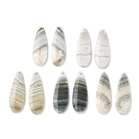 Natural Indian Green Line Jasper Pendants G-Z151-02D-1