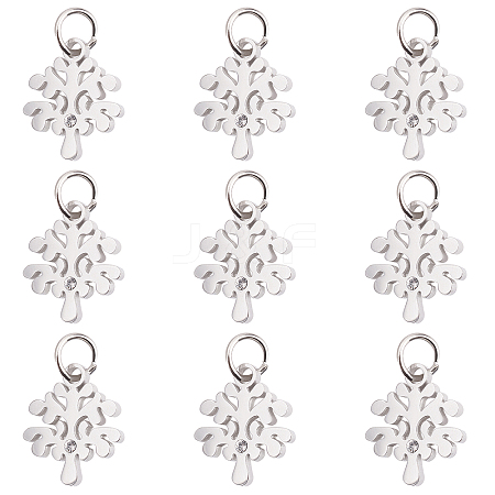Unicraftale 10Pcs Eco-Friendly 316 Surgical Stainless Steel Micro Pave Clear Cubic Zirconia Charms RB-UN0001-05P-1