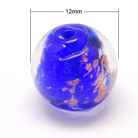 Handmade Gold Sand Lampwork Beads LAMP-S034-12mm-01-1