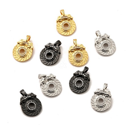 Brass Micro Pave Clear Cubic Zirconia Pendants ZIRC-P086-16-1