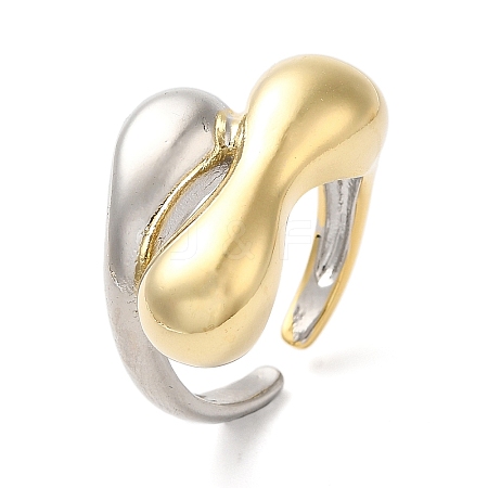 Brass Irregular Geometric Bypass Open Cuff Rings for Women RJEW-B062-09GP-1