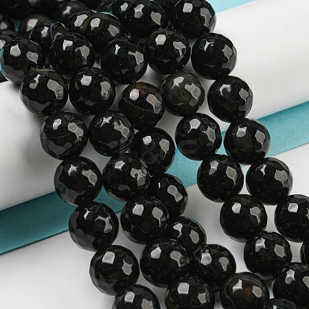Natural Black Agate Round Beads Strand G-L084-10mm-28-1