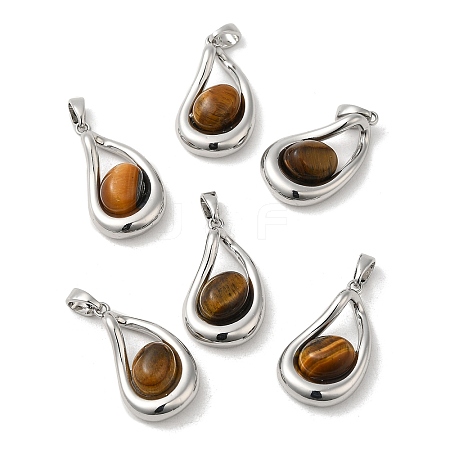 Natural Tiger Eye Pendants KK-M270-44P-1