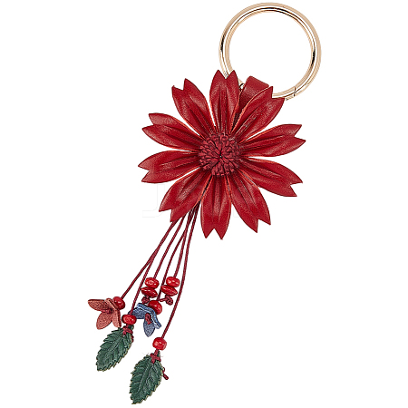 Leather and Alloy Keychain HJEW-WH20022-04B-03-1