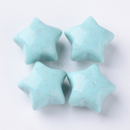  Jewelry Beads Findings Opaque Acrylic Beads, Half Drilled, Star, PaleTurquoise, 16x16~17x11.5mm, Half Hole: 2.5mm, about 300pcs/500g