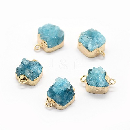 Natural Druzy Quartz Links connectors G-P396-11G-04-1