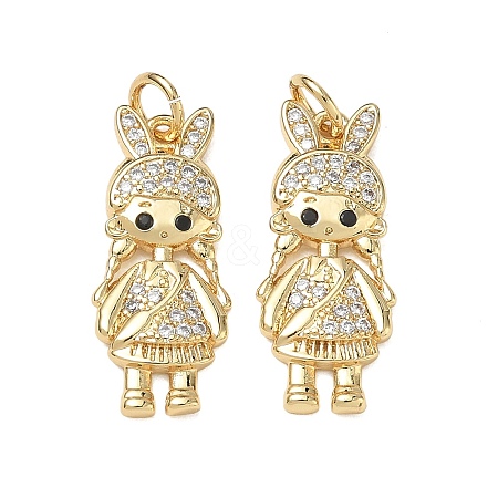 Brass Micro Pave Black Cubic Zirconia Pendants CU-CBA9AFC-01G-02-1