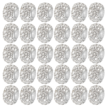 100Pcs Polymer Clay Rhinestone European Beads RB-PH0001-54A-1