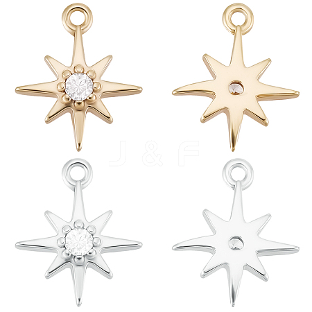 20Pcs 2 Colors Brass Clear Cubic Zirconia Charms FIND-BBC0002-16-1