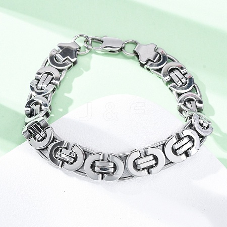304 Stainless Steel Byzantine Chain Bracelets for Women Men BJEW-R018-22P-02-1