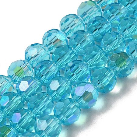 Electroplate Transparent Glass Beads Strands EGLA-A035-T8mm-L08-1
