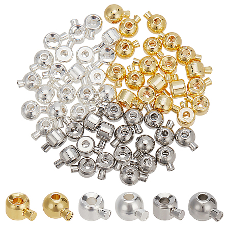 ARRICRAFT 60Pcs 6 Styles Brass Crimp Beads KK-AR0004-13-1