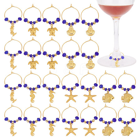 24Pcs 6 Styles Alloy Wine Glass Charms AJEW-GO00014-1