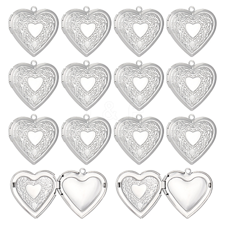 16Pcs 316 Stainless Steel Photo Locket Pendants STAS-ME0003-40-1