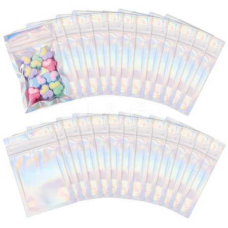 60Pcs Rectangle Zip Top Plastic Glitter Holographic Bags OPP-TA0001-23-1
