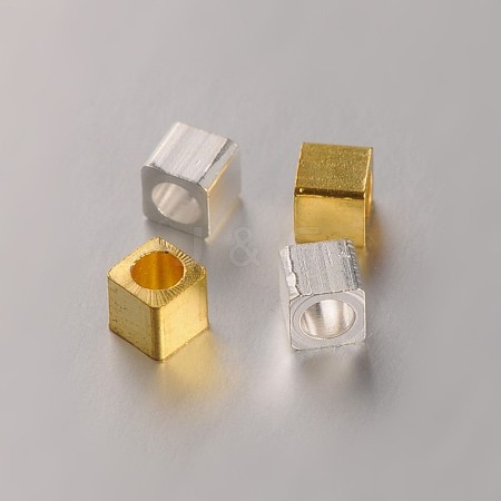 Cube Brass Spacer Beads X-KK-J204-03-1