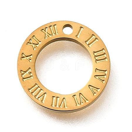 304 Stainless Steel Laser Cut Roman Numerals Ring Links Connector Charms STAS-Q348-34G-1