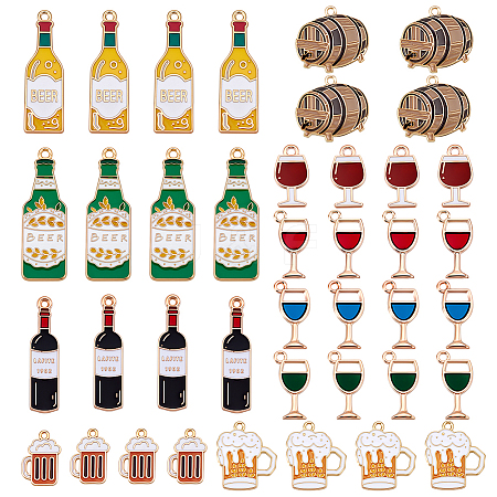 40Pcs 10 Styles Alloy Enamel Pendants ENAM-PH0003-10-1