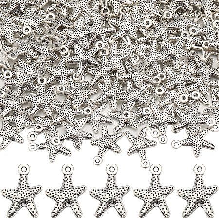 SUNNYCLUE 150PCS Tibetan Style Alloy Starfish/Sea Stars Charms TIBEP-SC0002-85-1