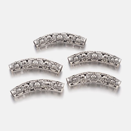 Flower Pattern Hollow Alloy Tube Beads PALLOY-K192-55AS-1