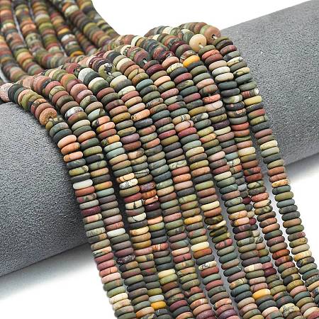 Frosted Natural Picasso Jasper/Polychrome Jasper Beads Strands G-K389-C28-01-1