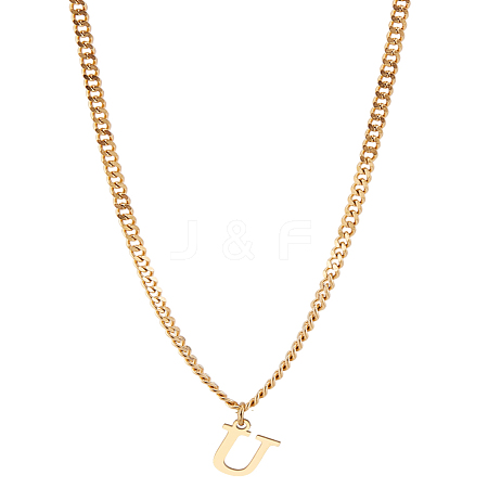 1Pc 304 Stainless Steel Letter Pendant Necklaces NJEW-LP0001-33U-G-1