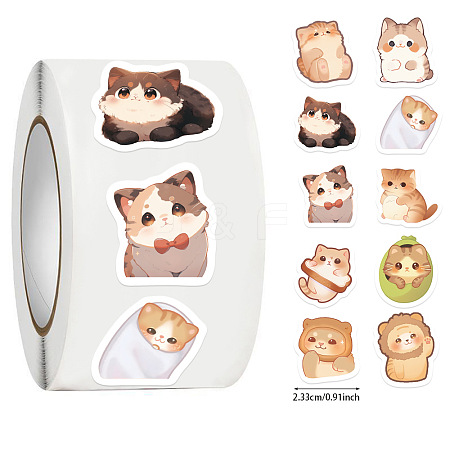 500Pcs Cat Theme Roll Stickers DIY-S049-01D-1