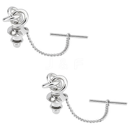 2Pcs Brass Knot Shape Tie Tack Clutch FIND-FG0001-68P-1