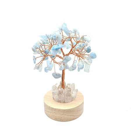 Natural Aquamarine Chips Tree Night Light Lamp Decorations PW-WG63079-08-1