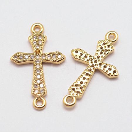 Brass Micro Pave Grade AAA Cubic Zirconia Links ZIRC-G093-32G-NR-1