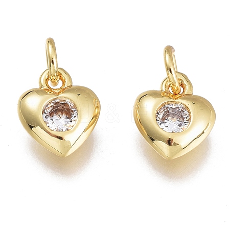 Brass Micro Pave Cubic Zirconia Charms KK-M206-31G-04-1