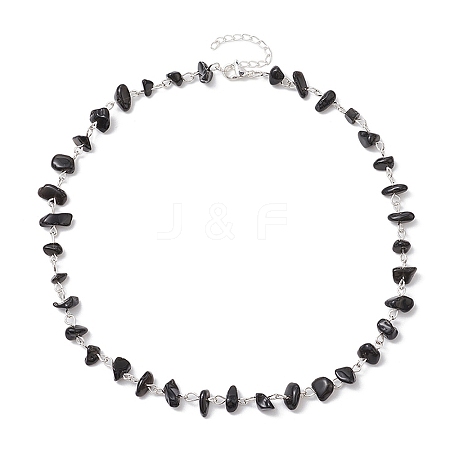 Natural Obsidian Chip Beaded Necklaces NJEW-JN05140-04-1