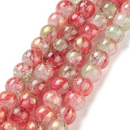 Baking Painted Crackle Glass Bead Strands DGLA-R053-04D-1