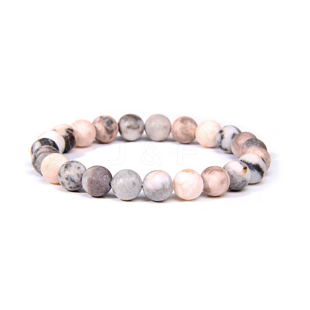 Natural Zebra Jasper Bead Stretch Bracelets BJEW-K212-A-035-1