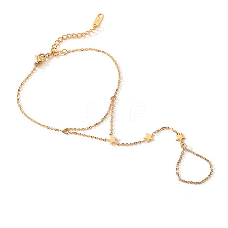 Stainless Steel Cable Chain Ring Bracelets for Women PW-WG42E53-01-1