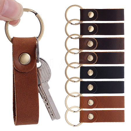 8Pcs 4 Colors Rectangle Cowhide Keychians KEYC-ME0001-20-1