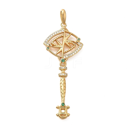 Brass Micro Pave Cubic Zirconia Big Pendants KK-B147-04G-10-1