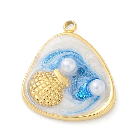 Ocean Theme 304 Stainless Steel Enamel Pendants STAS-Q352-03G-E-1