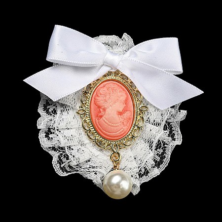 Romantic Classic Polyester Lace Bowknot Brooch for Women JEWB-B011-02D-1