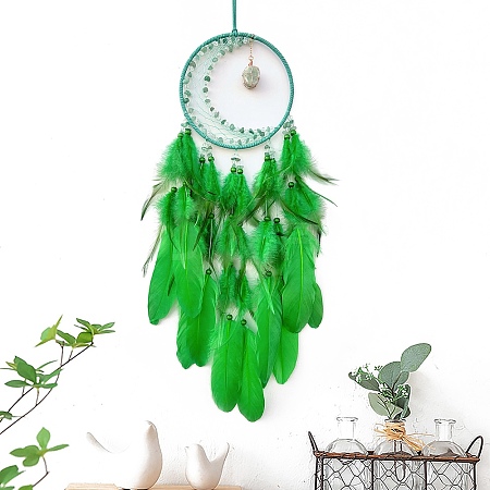 Woven Net/Web with Feather Hanging Ornaments PW-WGED7ED-03-1