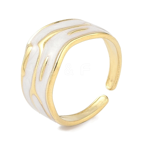 Ion Plating(IP) 304 Stainless Steel Enamel Cuff Finger Rings RJEW-L107-039G-01-1