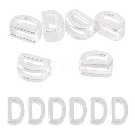 6Pcs 925 Sterling Silver Hollow Initial Beads STER-TA0001-53D-1