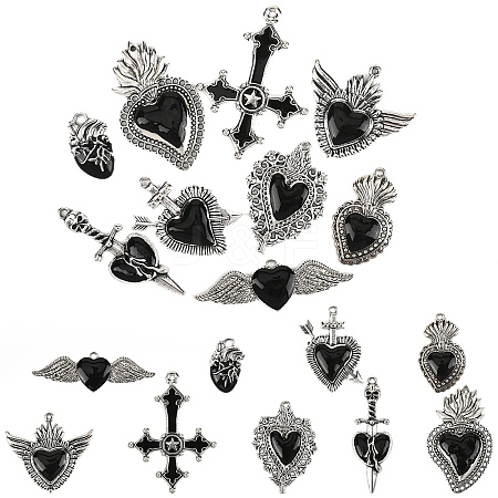 9Pcs 9 Styles Alloy Pendants ENAM-YW0005-90-1