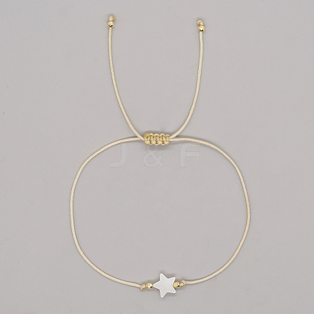 Easter Star Shell & Brass Braided Cord Bracelets OU0830-2-1